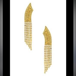 Elizabeth Cole Fringed Crystal Drop Earrings, Golden Glow, Anthropologie, NWT.